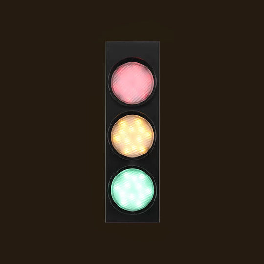 Modern Black Metallic Traffic Light Wall Sconce with 3 Lights - Aisle Wall Mount