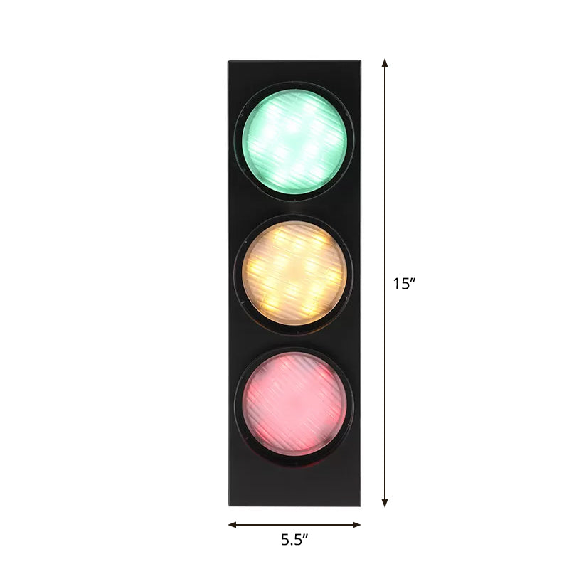 Modern Black Metallic Traffic Light Wall Sconce with 3 Lights - Aisle Wall Mount