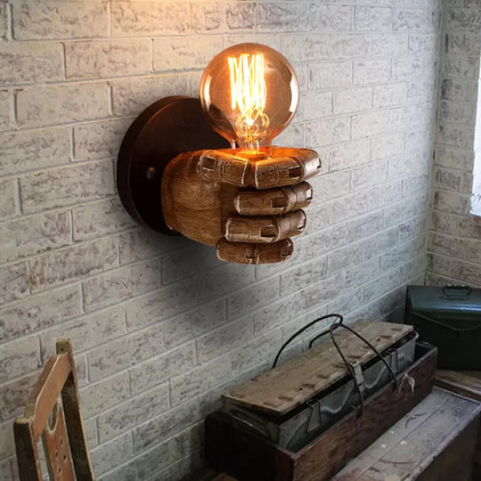 Resin 1-Bulb Wall Sconce Decor - Elegant Left/Right Hand Brown Light for Corridor