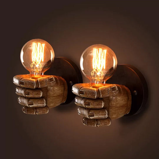 Resin 1-Bulb Wall Sconce Decor - Elegant Left/Right Hand Brown Light for Corridor
