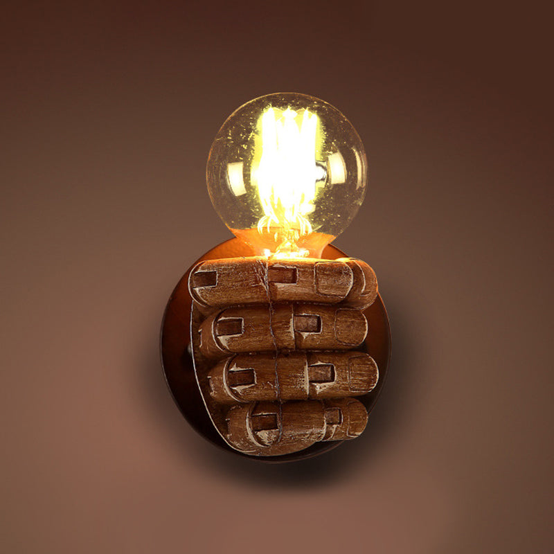 Resin 1-Bulb Wall Sconce Decor - Elegant Left/Right Hand Brown Light for Corridor