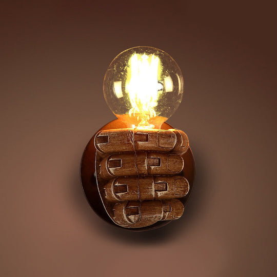 Resin 1-Bulb Wall Sconce Decor - Elegant Left/Right Hand Brown Light for Corridor