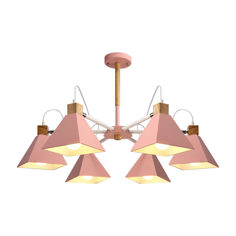 Stylish Rotatable Macaron Wood Chandelier - 6 Lights, Ideal for Baby Room Ceiling Pendant