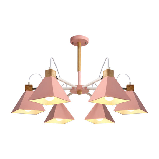 Stylish Rotatable Macaron Wood Chandelier - 6 Lights, Ideal for Baby Room Ceiling Pendant