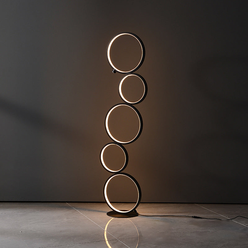 Modern LED Floor Lamp with Black Bubbling/Wavy/Twisting Design, Acrylic Shade, and Warm/White Light
