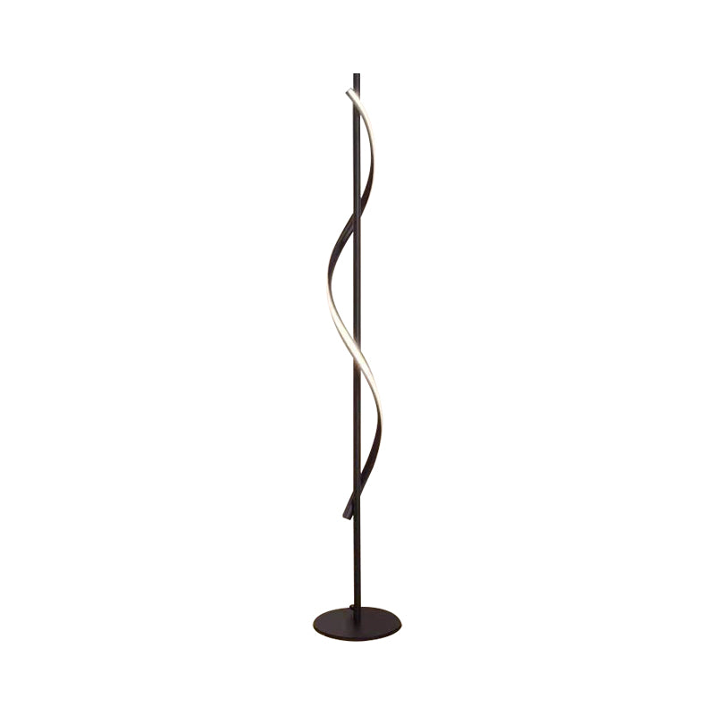 Modern LED Floor Lamp with Black Bubbling/Wavy/Twisting Design, Acrylic Shade, and Warm/White Light
