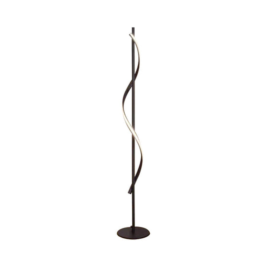 Modern LED Floor Lamp with Black Bubbling/Wavy/Twisting Design, Acrylic Shade, and Warm/White Light