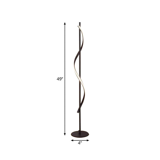 Modern LED Floor Lamp with Black Bubbling/Wavy/Twisting Design, Acrylic Shade, and Warm/White Light
