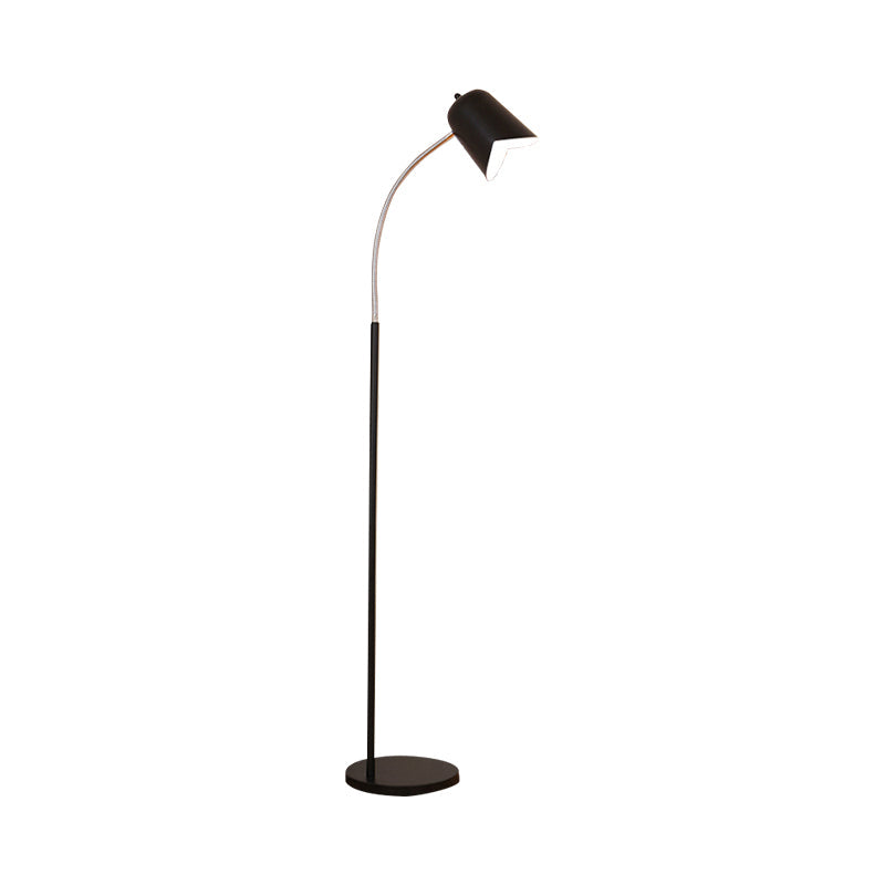 Black Gooseneck Floor Lamp with Bell Shade - Sleek Metal LED Light for Living Room