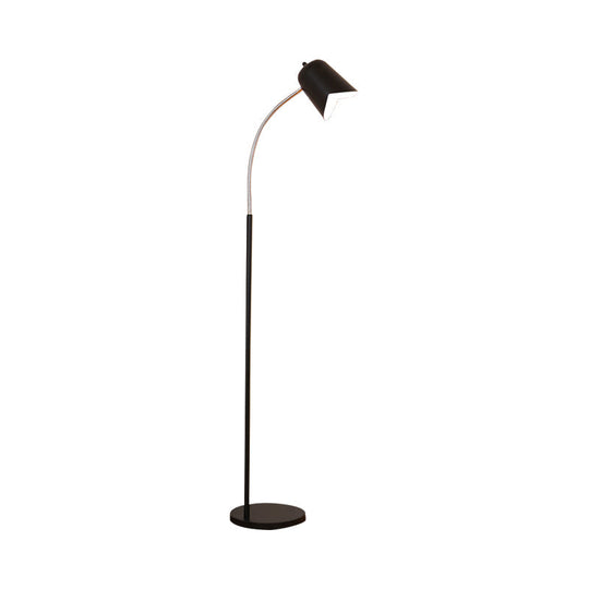 Black Gooseneck Floor Lamp with Bell Shade - Sleek Metal LED Light for Living Room