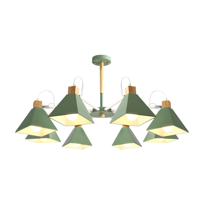 Pyramid Shade Chandelier: Elegant Macaron Metal Hanging Light for Dining Room