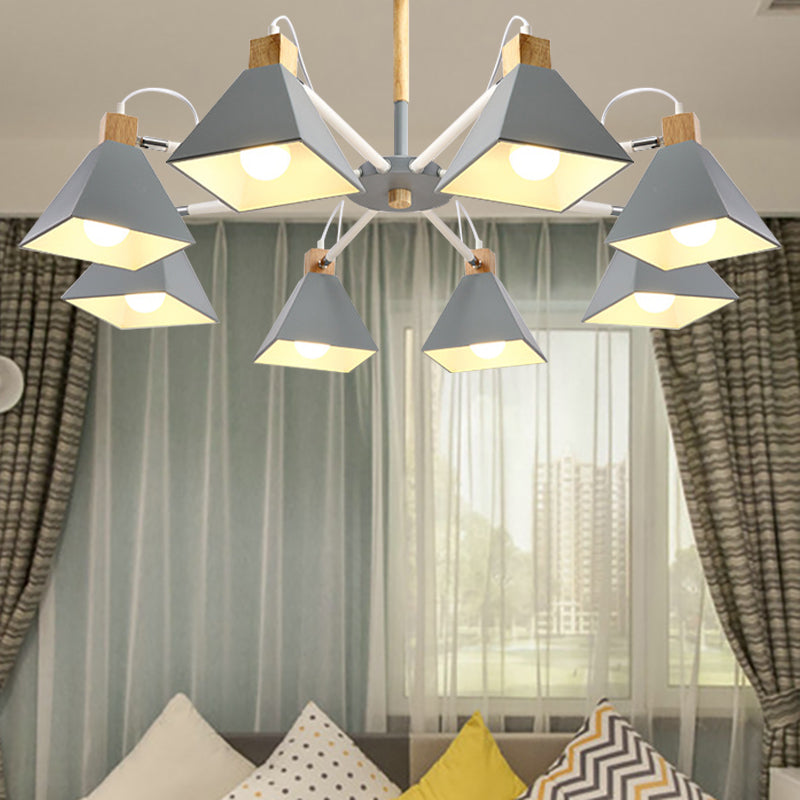 Pyramid Shade Chandelier: Elegant Macaron Metal Hanging Light for Dining Room
