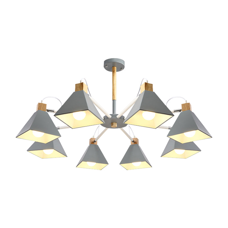 Pyramid Shade Chandelier: Elegant Macaron Metal Hanging Light for Dining Room