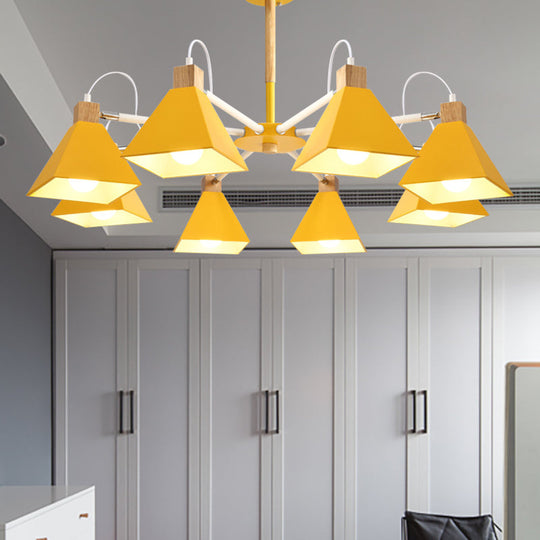 Pyramid Shade Chandelier: Elegant Macaron Metal Hanging Light for Dining Room