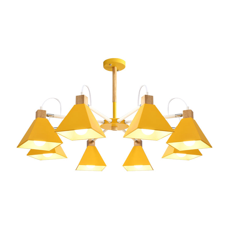 Pyramid Shade Chandelier: Elegant Macaron Metal Hanging Light for Dining Room