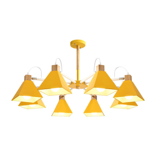 Pyramid Shade Chandelier: Elegant Macaron Metal Hanging Light for Dining Room