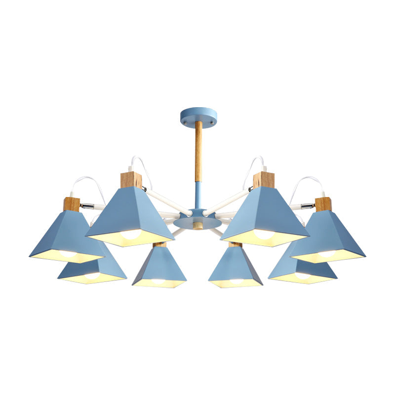 Pyramid Shade Chandelier: Elegant Macaron Metal Hanging Light for Dining Room