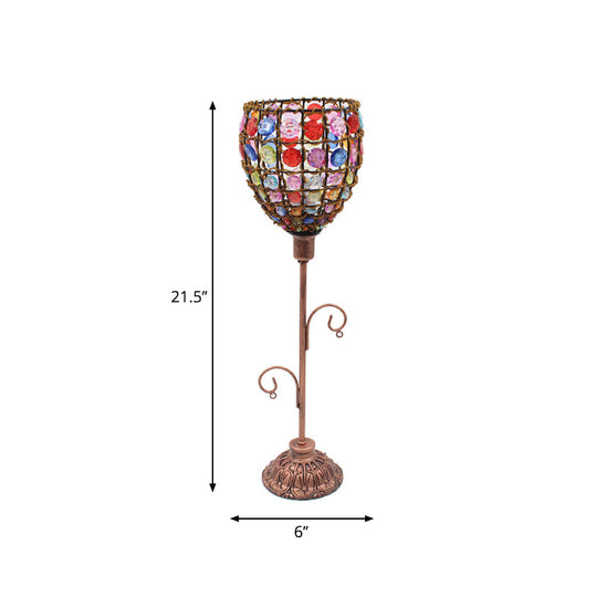 1-Light Acrylic Beaded Moroccan Night Light with Open Copper Top