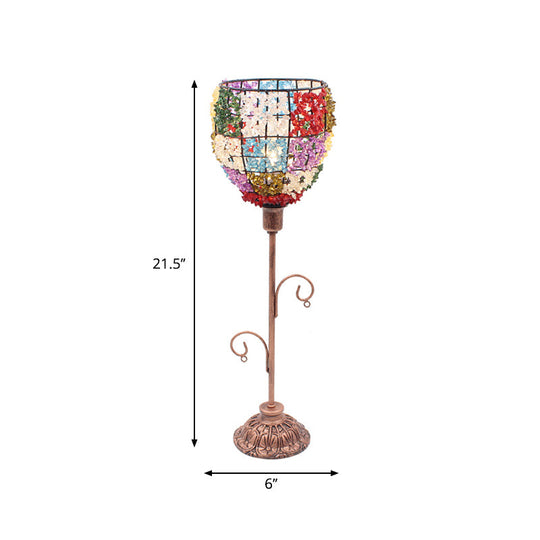 1-Light Acrylic Beaded Moroccan Night Light with Open Copper Top