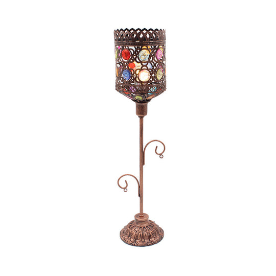 1-Light Acrylic Beaded Moroccan Night Light with Open Copper Top