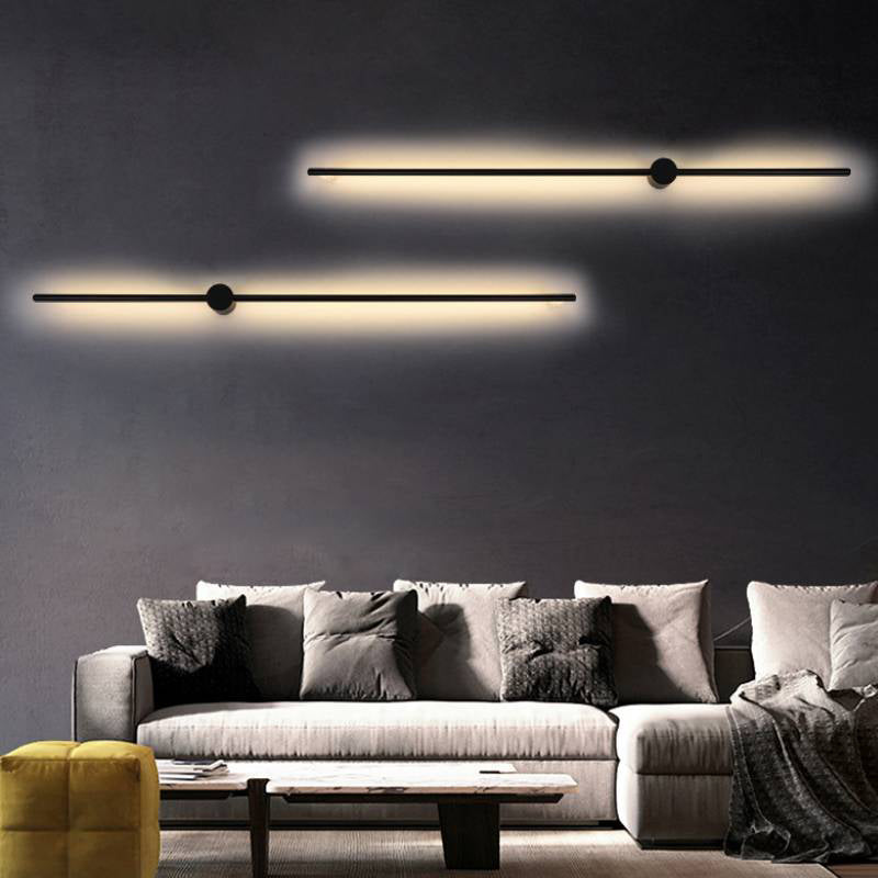 Minimalist LED Wall Sconce Lighting in Black Slim Rod Design - Heights of 23.5", 31.5", and 47" - Ideal for Bedroom