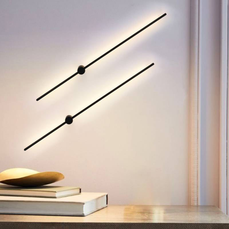 Minimalist LED Wall Sconce Lighting in Black Slim Rod Design - Heights of 23.5", 31.5", and 47" - Ideal for Bedroom