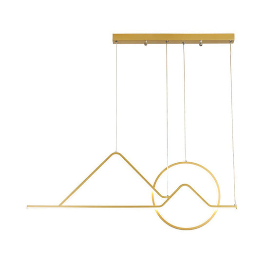 Landscape Line Art Pendant Light: Minimalist Metal Black/Gold LED Hanging Lamp in Warm/White Light