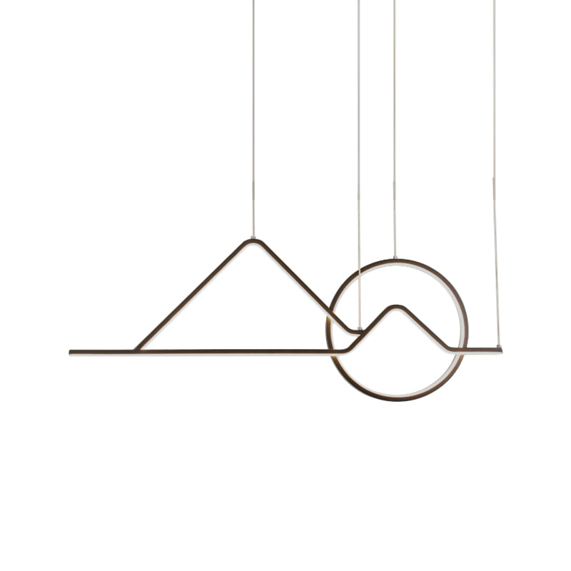 Landscape Line Art Pendant Light: Minimalist Metal Black/Gold LED Hanging Lamp in Warm/White Light