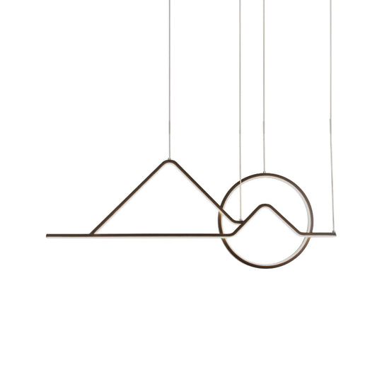 Landscape Line Art Pendant Light: Minimalist Metal Black/Gold LED Hanging Lamp in Warm/White Light