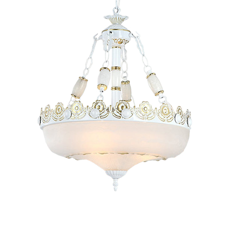 Classic Brass Pendant Ceiling Light with White Glass Basket Shade - 12"/16" - LED, Ideal for Living Room
