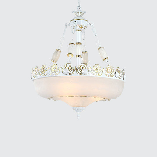 Classic Brass Pendant Ceiling Light with White Glass Basket Shade - 12"/16" - LED, Ideal for Living Room