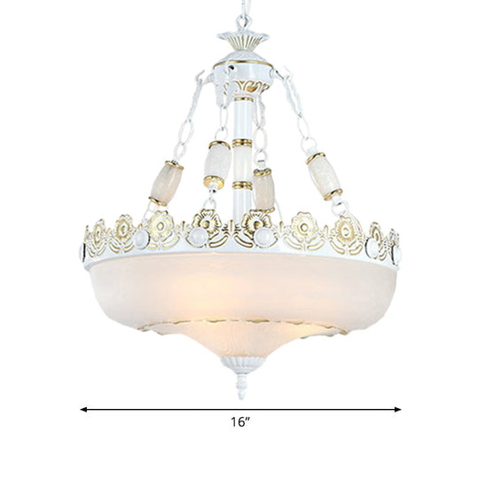 Classic Brass Pendant Ceiling Light with White Glass Basket Shade - 12"/16" - LED, Ideal for Living Room