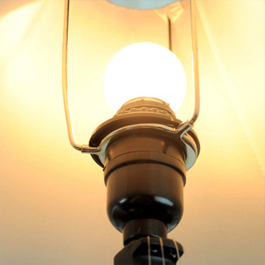 Kids Beige Reading Light: Living Room Flared Shade Desk Lamp with Violin Base Resin - 1 Head