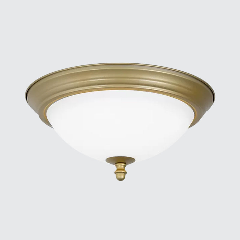 Bowl Shaped LED Ceiling Light in Minimalist Black/Bronze/Dark Coffee, Milk Glass Flush Mount Fixture - 15"/19.5" Wide