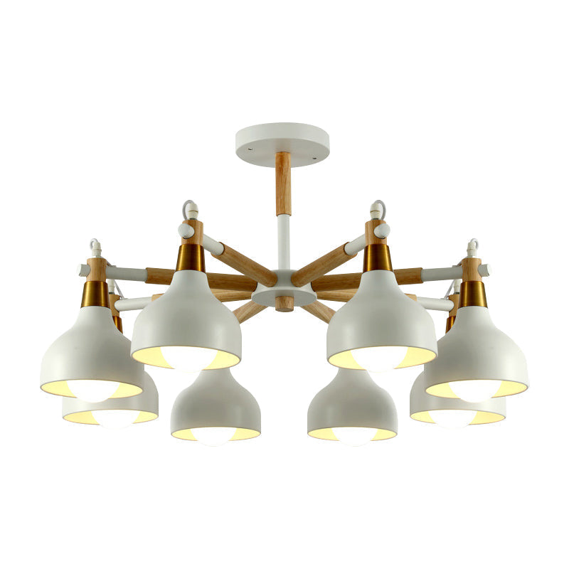 Nursing Room Chandelier: Torch Shaped Metal Pendant Light with 8-Bulb Macaron Style