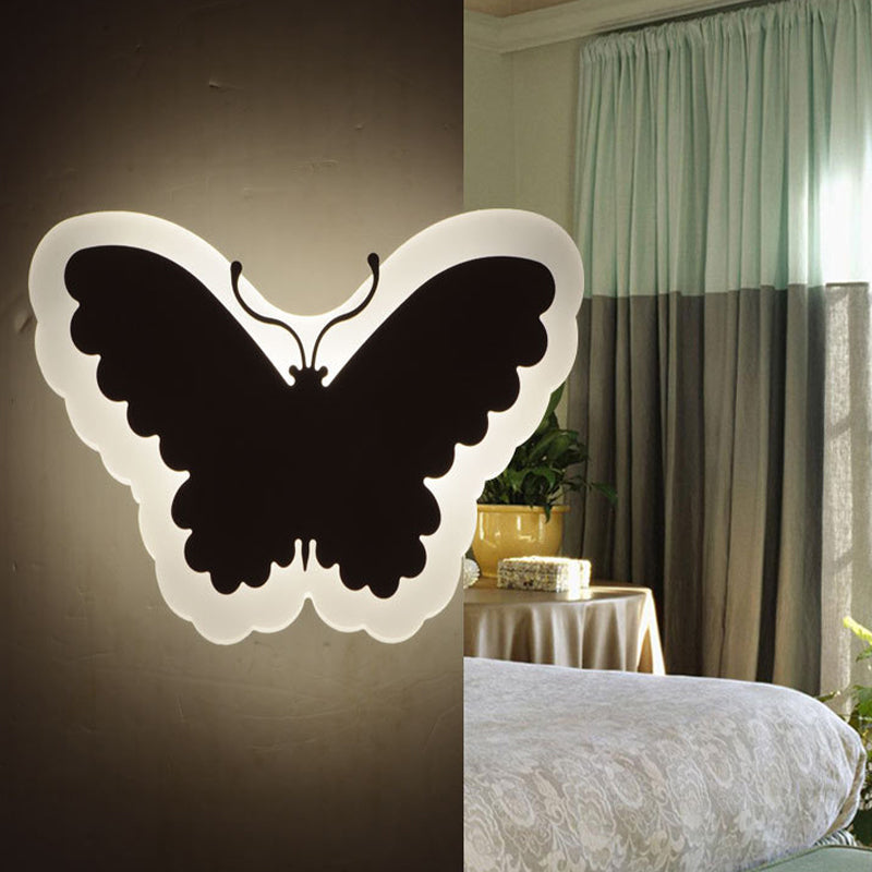 Kids' Cartoon Apple/Leaf/Cat LED Flush Mount Wall Sconce - Small Acrylic Wall Light for Children's Bedroom in White