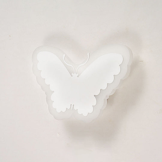 Kids' Cartoon Apple/Leaf/Cat LED Flush Mount Wall Sconce - Small Acrylic Wall Light for Children's Bedroom in White