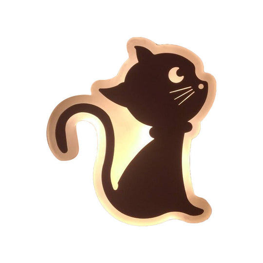 Kids' Cartoon Apple/Leaf/Cat LED Flush Mount Wall Sconce - Small Acrylic Wall Light for Children's Bedroom in White