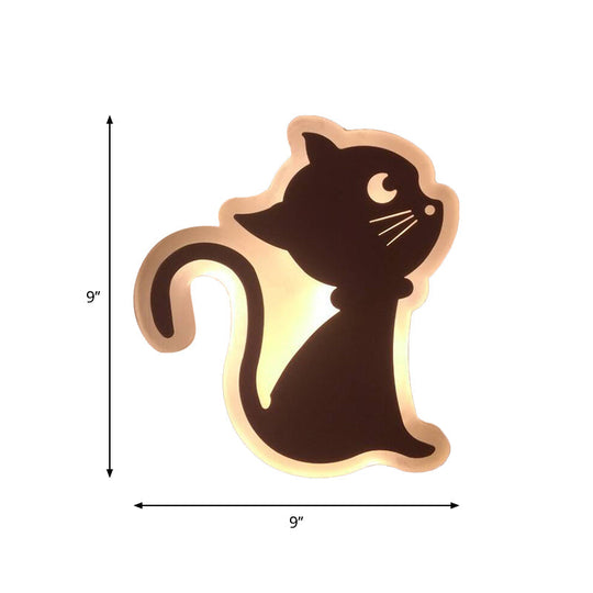 Kids' Cartoon Apple/Leaf/Cat LED Flush Mount Wall Sconce - Small Acrylic Wall Light for Children's Bedroom in White