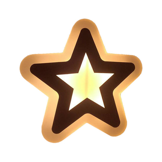 Kids' Cartoon Apple/Leaf/Cat LED Flush Mount Wall Sconce - Small Acrylic Wall Light for Children's Bedroom in White