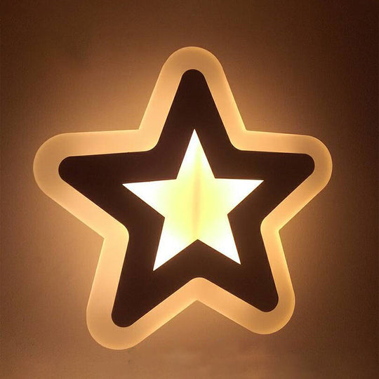 Kids' Cartoon Apple/Leaf/Cat LED Flush Mount Wall Sconce - Small Acrylic Wall Light for Children's Bedroom in White