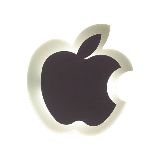 Kids' Cartoon Apple/Leaf/Cat LED Flush Mount Wall Sconce - Small Acrylic Wall Light for Children's Bedroom in White