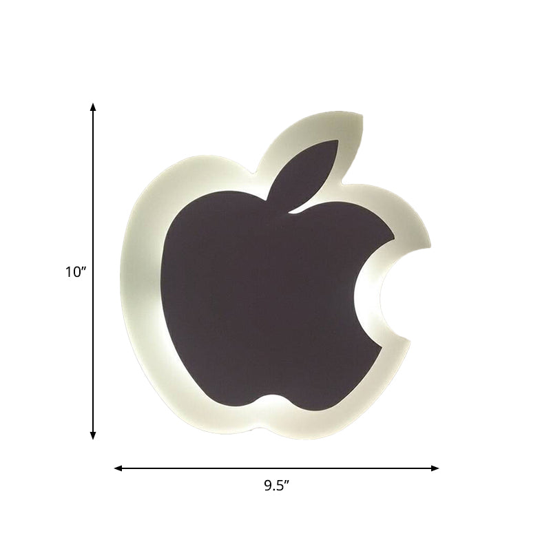 Kids' Cartoon Apple/Leaf/Cat LED Flush Mount Wall Sconce - Small Acrylic Wall Light for Children's Bedroom in White