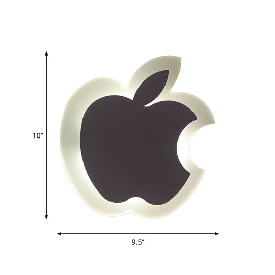 Kids' Cartoon Apple/Leaf/Cat LED Flush Mount Wall Sconce - Small Acrylic Wall Light for Children's Bedroom in White