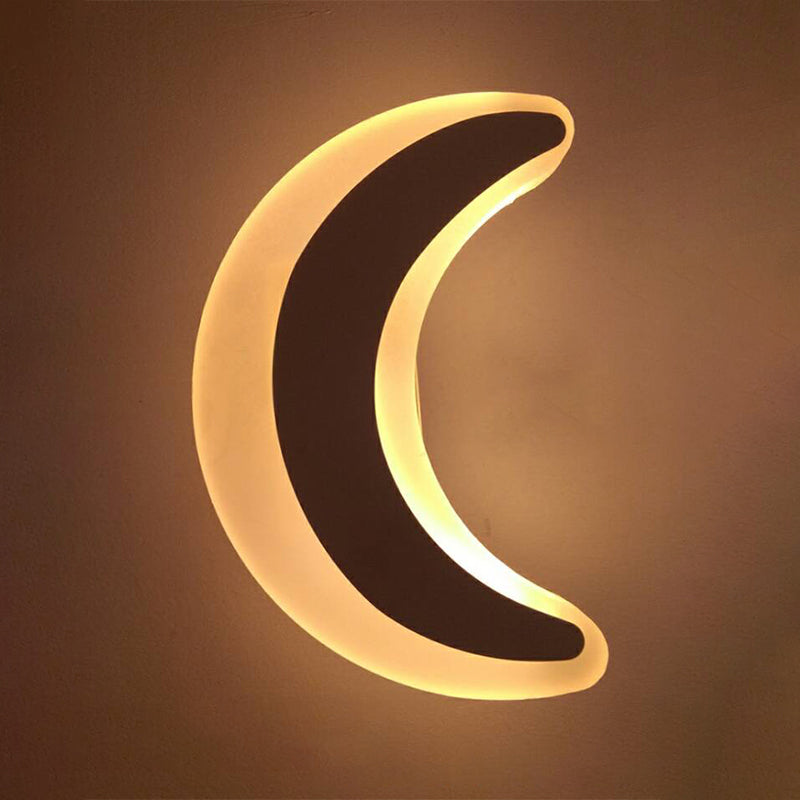 Kids' Cartoon Apple/Leaf/Cat LED Flush Mount Wall Sconce - Small Acrylic Wall Light for Children's Bedroom in White