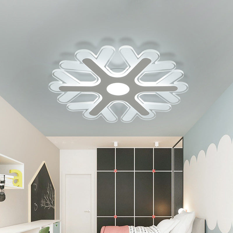 Contemporary Snowflake Flush Ceiling LED Light - Acrylic Bedroom Lamp in Warm/White, 8"/16.5"/20.5" Wide