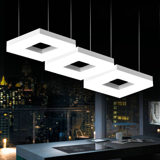 Square Minimalist Pendant Light with Multi-Light Acrylic Heads - Black/White LED, Warm/White Glow