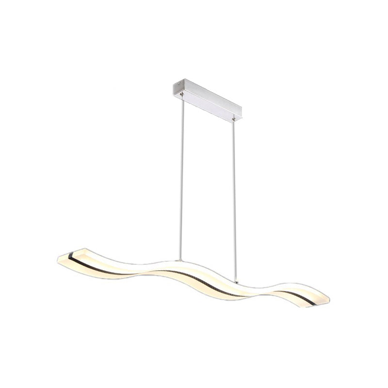 Acrylic LED Pendant Light - Minimalistic Design for Dining Rooms in Black, with Warm/White Light and Curved/Straight Line Options