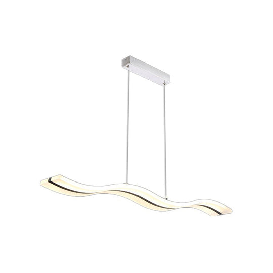 Acrylic LED Pendant Light - Minimalistic Design for Dining Rooms in Black, with Warm/White Light and Curved/Straight Line Options