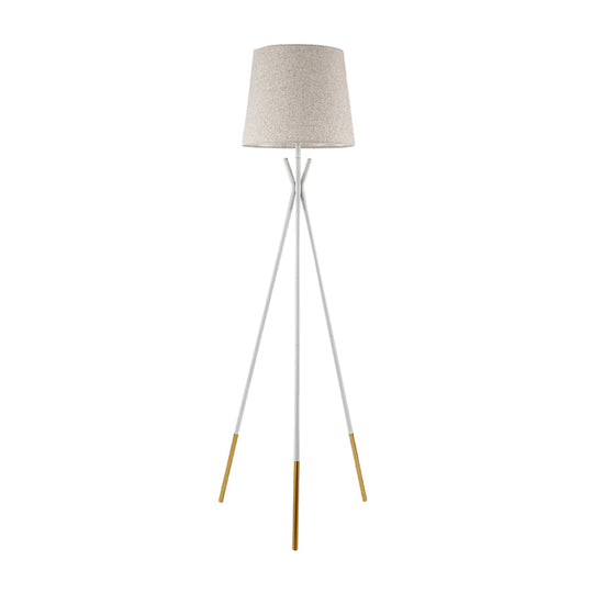 Minimalist Black/White Tapered Floor Lamp with Brass Accents